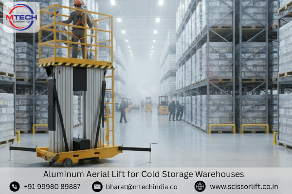 Aluminum Aerial Lift for Cold Storage Warehouses